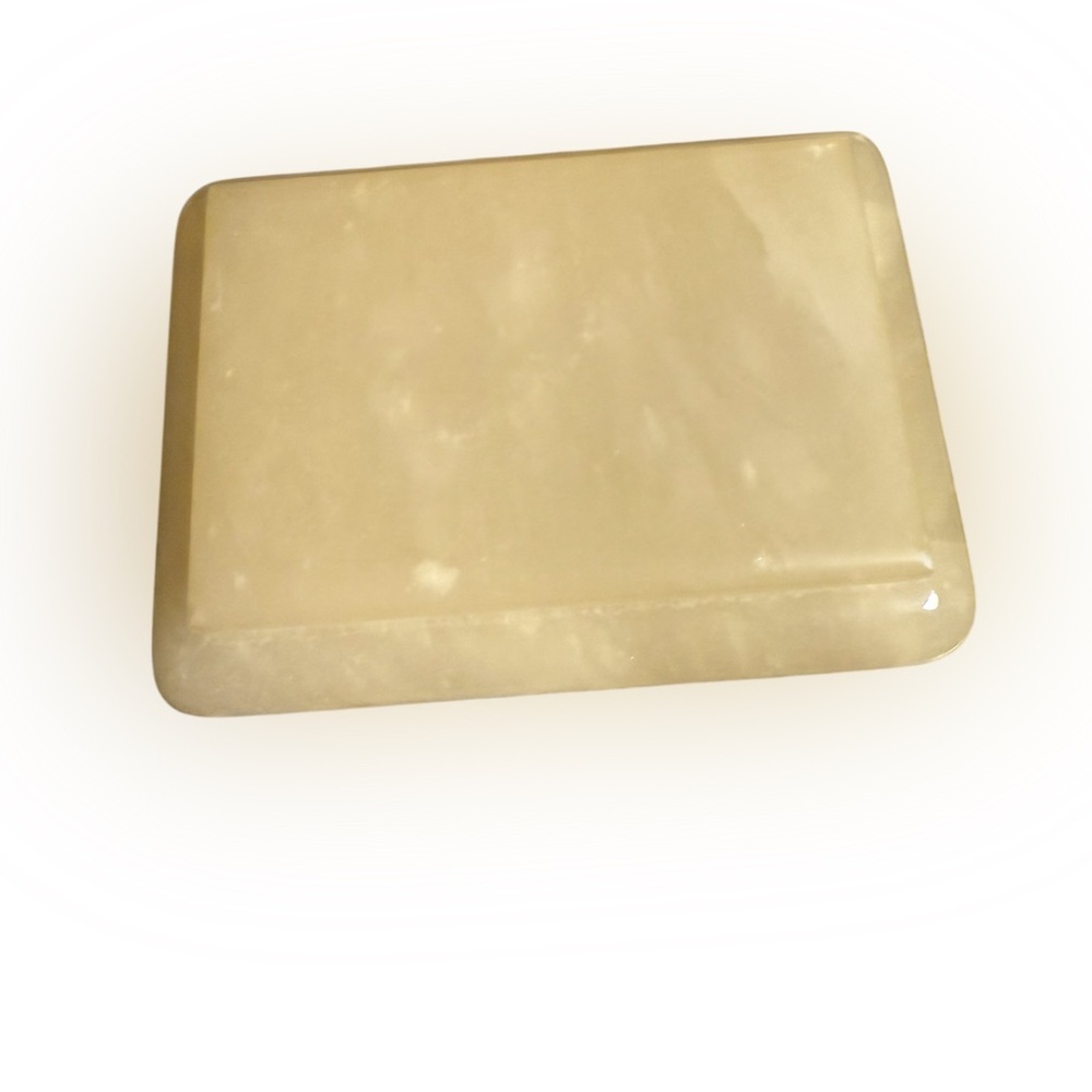 Vintage Alabaster Stone Jewelry Trinket Box with Floral Lid - Picture 7 of 14
